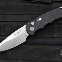 Protech TR-5 Tactical Response 5 OTS Auto- Black Feather Textured Handle- Stonewash Blade T505-F