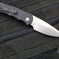 Protech TR-5 Tactical Response 5 OTS Auto- Black Feather Textured Handle- Stonewash Blade T505-F