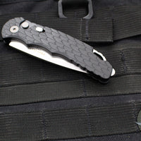 Protech TR-5 Tactical Response 5 OTS Auto- Black Feather Textured Handle- Stonewash Blade T505-F