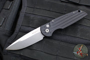 Protech TR-3 Tactical Response 3 Out The Side (OTS) Auto Knife- Black Grooved Handle- Stonewash Plain Edge TR-3 SW