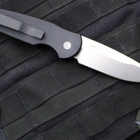 Protech TR-3 Tactical Response 3 Out The Side (OTS) Auto Knife- Black Grooved Handle- Stonewash Plain Edge TR-3 SW