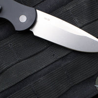 Protech TR-3 Tactical Response 3 Out The Side (OTS) Auto Knife- Black Grooved Handle- Stonewash Plain Edge TR-3 SW