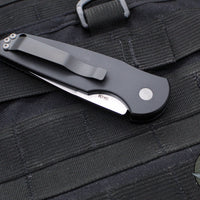 Protech TR-3 Tactical Response 3 Out The Side (OTS) Auto Knife- Black Grooved Handle- Stonewash Plain Edge TR-3 SW