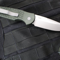 Protech TR-3 Tactical Response 3 Out The Side (OTS) Auto Knife- Green Fish Scale Handle- Stonewash Plain Edge TR-3 X1 SW Green