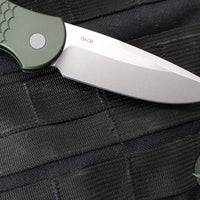 Protech TR-3 Tactical Response 3 Out The Side (OTS) Auto Knife- Green Fish Scale Handle- Stonewash Plain Edge TR-3 X1 SW Green