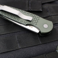 Protech TR-3 Tactical Response 3 Out The Side (OTS) Auto Knife- Green Fish Scale Handle- Stonewash Plain Edge TR-3 X1 SW Green