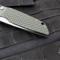 Protech TR-3 Tactical Response 3 Out The Side (OTS) Auto Knife- Green Fish Scale Handle- Stonewash Plain Edge TR-3 X1 SW Green