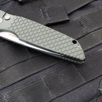 Protech TR-3 Tactical Response 3 Out The Side (OTS) Auto Knife- Green Fish Scale Handle- Stonewash Plain Edge TR-3 X1 SW Green