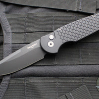 Protech TR-3- Tactical Response 3 Out The Side (OTS) Auto Knife- Black Fish Scale Handle- Black Plain Edge TR-3 X1