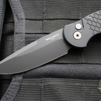 Protech TR-3- Tactical Response 3 Out The Side (OTS) Auto Knife- Black Fish Scale Handle- Black Plain Edge TR-3 X1