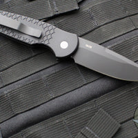 Protech TR-3- Tactical Response 3 Out The Side (OTS) Auto Knife- Black Fish Scale Handle- Black Plain Edge TR-3 X1