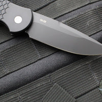 Protech TR-3- Tactical Response 3 Out The Side (OTS) Auto Knife- Black Fish Scale Handle- Black Plain Edge TR-3 X1