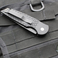 Protech TR-3- Tactical Response 3 Out The Side (OTS) Auto Knife- Black Fish Scale Handle- Black Plain Edge TR-3 X1