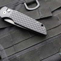 Protech TR-3- Tactical Response 3 Out The Side (OTS) Auto Knife- Black Fish Scale Handle- Black Plain Edge TR-3 X1