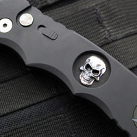 Protech Tactical Response 4 OTS Auto Knife- Black Handle with Bruce Shaw Sterling Silver Skull- Black DLC Blade- Abalone Button TR-4.70