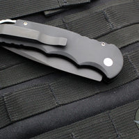 Protech Tactical Response 4 OTS Auto Knife- Black Handle with Bruce Shaw Sterling Silver Skull- Black DLC Blade- Abalone Button TR-4.70