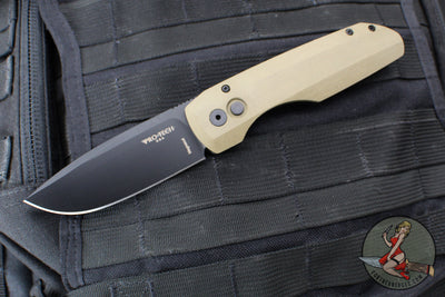 Protech Vero Synapse Design Out The Side (OTS) Auto Knife- Thick Black Aluminum Bottom Handle- Green Canvas Micarta Lid- Black DLC Magnacut Steel Blade VERO1213-GRN MIC