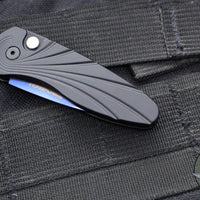 Protech Sprint- California Legal Auto- Black Handle- Sapphire Blue Finished Blade- Abalone Inlaid Button 2937-SB