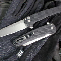 Protech Malibu Flipper- Reverse Tanto- Black Textured Handle- Stonewash Magnacut Blade 5405