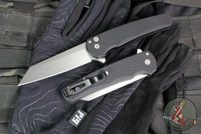 Protech Malibu Flipper- Reverse Tanto- Black Textured Handle- Stonewash Magnacut Blade 5405
