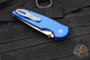 Protech TR-3 Integrity- Manual Button Lock Knife- Smooth Blue Handle- Stonewash S35VN Steel Blade  INT101-Blue