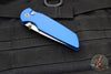 Protech TR-3 Integrity- Manual Button Lock Knife- Smooth Blue Handle- Stonewash S35VN Steel Blade  INT101-Blue