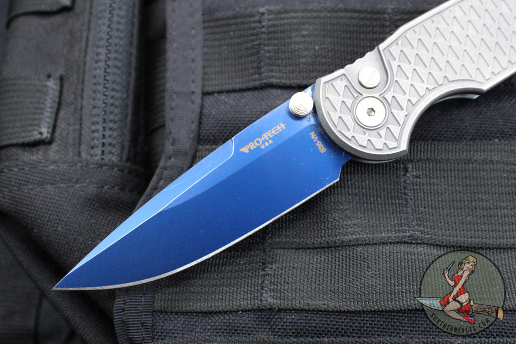 Protech TR-3 Integrity- Manual Button Lock Knife- Relic Pattern Blaste ...