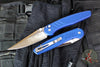 Protech Avalon- Peace Neighbor Deisgn- Manual Button Lock Knife- Knurled Blue Handle- Satin Magnacut Steel Blade PN1101-LTD BLUE