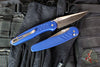 Protech Avalon- Peace Neighbor Deisgn- Manual Button Lock Knife- Knurled Blue Handle- Satin Magnacut Steel Blade PN1101-LTD BLUE