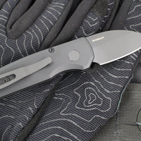 Protech Runt OTS Auto Knife- Wharncliffe- Black Handle- Black DLC Finished Magnacut Steel Blade  R5303