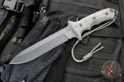Chris Reeve Green Beret Fixed Blade- Black Canvas Micarta Handle- Black Finished Magnacut Part Serrated Edge GB7-1001