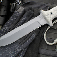 Chris Reeve Green Beret Fixed Blade- Black Canvas Micarta Handle- Black Finished Magnacut Part Serrated Edge GB7-1001