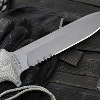Chris Reeve Green Beret Fixed Blade- Black Canvas Micarta Handle- Black Finished Magnacut Part Serrated Edge GB7-1001