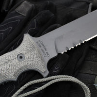 Chris Reeve Green Beret Fixed Blade- Black Canvas Micarta Handle- Black Finished Magnacut Part Serrated Edge GB7-1001