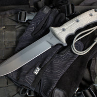 Chris Reeve Green Beret Fixed Blade- Black Canvas Micarta Handle- Black Plain Edge Magnacut Steel Blade- Tan Sheath GB7-1005