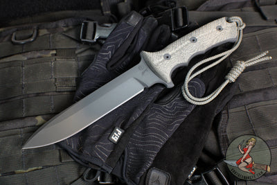 Chris Reeve Green Beret Fixed Blade- Black Canvas Micarta Handle- Black Plain Edge Magnacut Steel Blade- Tan Sheath GB7-1005