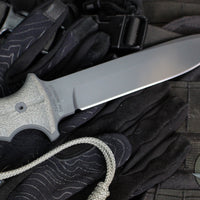 Chris Reeve Green Beret Fixed Blade- Black Canvas Micarta Handle- Black Plain Edge Magnacut Steel Blade- Tan Sheath GB7-1005