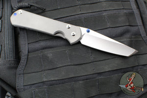 Chris Reeve Large Sebenza 31- LEFT HANDED- Tanto Edge- Sandblasted Finished Titanium- Stonewash Magnacut Blade L31-1011
