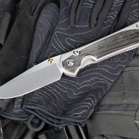 Chris Reeve Large Sebenza 31- Drop Point- Bog Oak Wood Inlay- Stonewash Magnacut Blade L31-1100