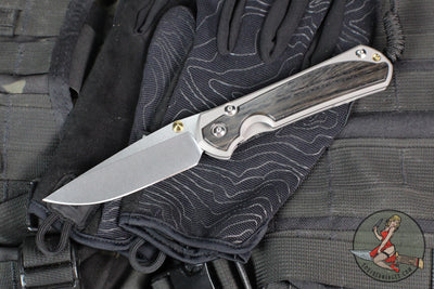 Chris Reeve Large Sebenza 31- Drop Point- Bog Oak Wood Inlay- Stonewash Magnacut Blade L31-1100