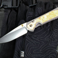 Chris Reeve Large Sebenza 31- Drop Point- Box Elder Wood Inlay- Magnacut Steel Blade L31-1108 v1