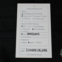 Chris Reeve Large Sebenza 31- Drop Point- Box Elder Wood Inlay- Magnacut Steel Blade L31-1108 v2