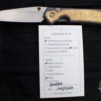 Chris Reeve Large Sebenza 31- Tanto Edge- Box Elder Wood Inlay- Magnacut Steel Blade L31-1132