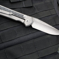 Chris Reeve Large Sebenza 31- Black Micarta Inlay- Drop Point Nichols Ladder Damascus Blade L31-1204