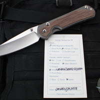 Chris Reeve Large Sebenza 31- Insingo- Glass Blasted Finished Titanium- Natural Micarta Inlay L31-1226 in CPM Magnacut