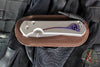 Chris Reeve Large Sebenza 31- Drop Point- Unique Graphic Titanium Handle- Amethyst Cabochon Inlay- Stonewash Magnacut Blade L31-1408-0136 V3