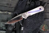 Chris Reeve Large Sebenza 31- Drop Point- Unique Graphic Titanium Handle- Amethyst Cabochon Inlay- Stonewash Magnacut Blade L31-1408-0136 V4