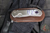 Chris Reeve Large Sebenza 31- Drop Point- Unique Graphic Titanium Handle- Amethyst Cabochon Inlay- Stonewash Magnacut Blade L31-1408-0136 V5