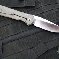 Chris Reeve Large Sebenza 31- Drop Point- Unique Graphic Titanium Handle- Hematite Cabochon Inlay- Stonewash Magnacut Blade L31-1408-0400