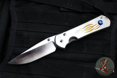 Chris Reeve Large Sebenza 31- Drop Point- Unique Graphic Titanium Handle- Hematite Cabochon Inlay- Stonewash Magnacut Blade L31-1408-0400 v2